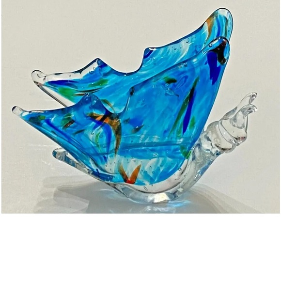 Other - beautiful blue/clear heavy glass butterfly figurine